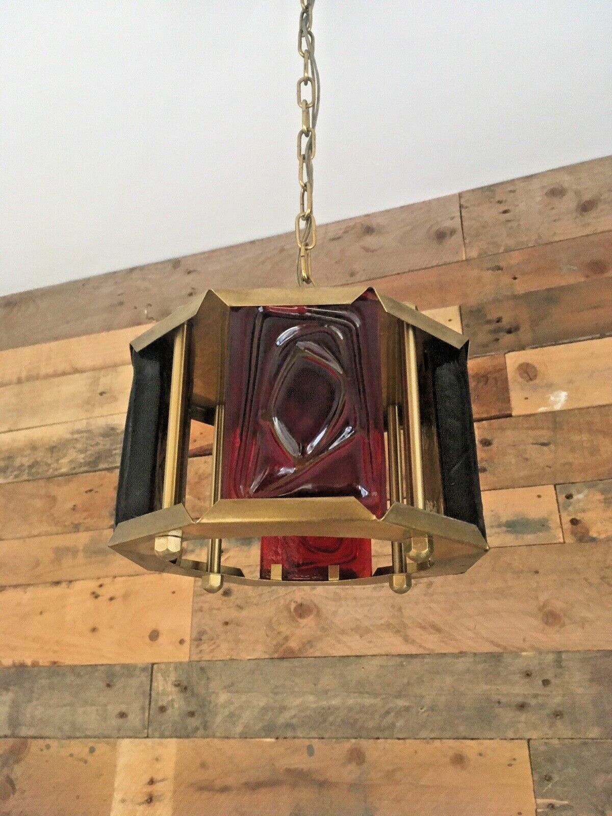 photo vintage Mid Century Modern Swedish Textured Glass Ceiling Light Erik Hoglund Kosta Boda