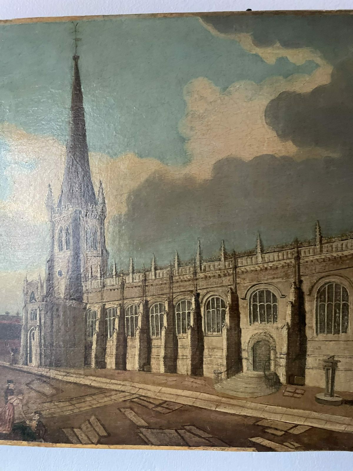 Oil  Painting Of Wakefield Cathedral Yorkshire Attributed To John Cawthorn photo furniture
