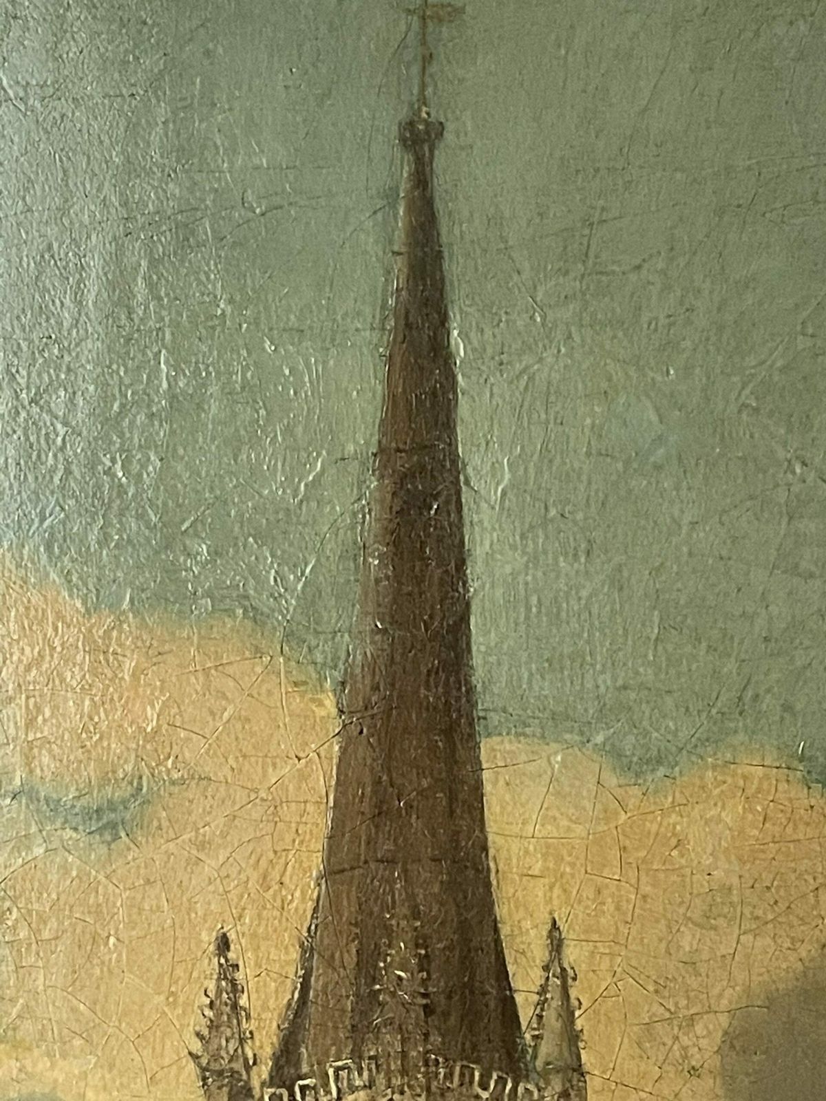 Oil  Painting Of Wakefield Cathedral Yorkshire Attributed To John Cawthorn photo buy