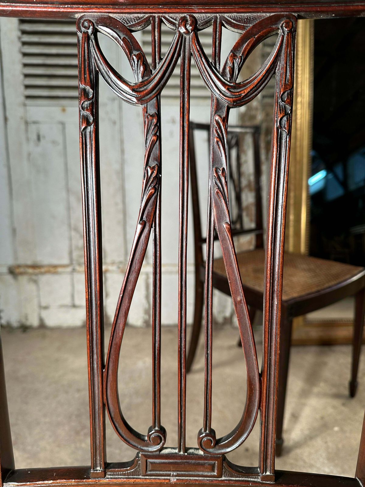 Furniture Rare Pair Of Original Federal Samuel Mcintire Sheraton Cuban Mahogany Cane Chairs Circa 1790 photo