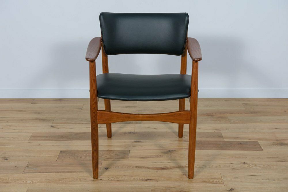 Mid Century Danish Teak & Leather Armchair, 1960s photo furniture
