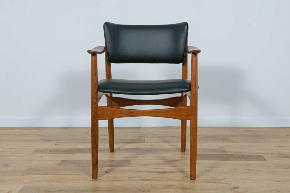 Mid Century Danish Teak & Leather Armchair, 1960s photo for sale