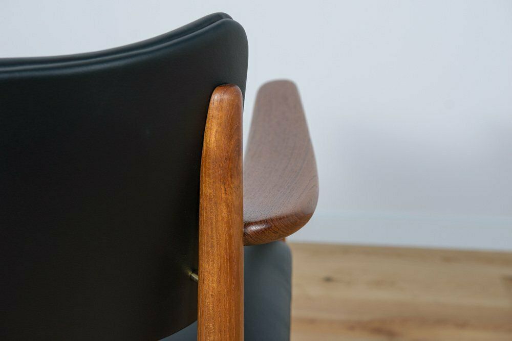 Furniture Mid Century Danish Teak & Leather Armchair, 1960s photo