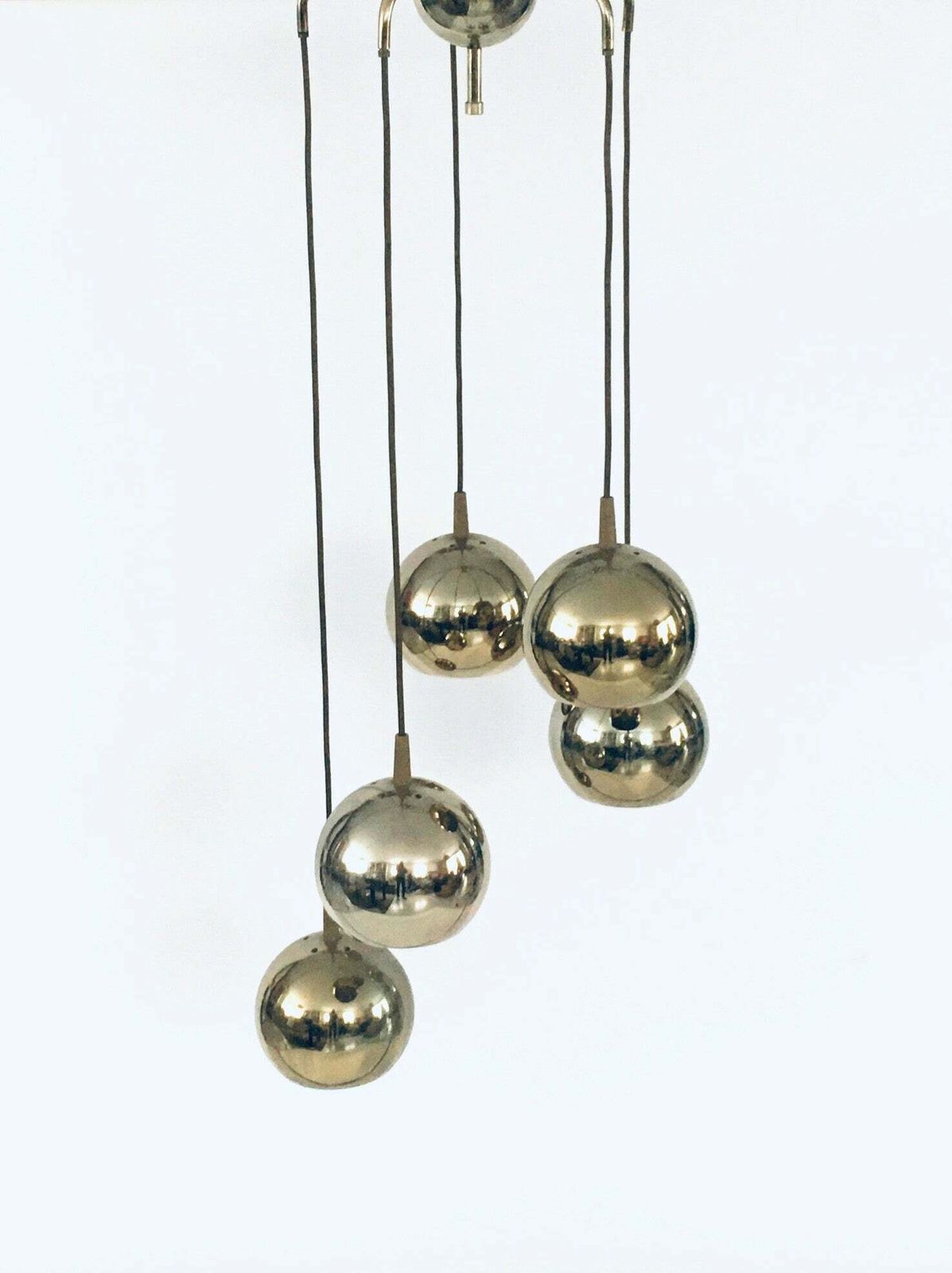 Mid Century Design Cascade Gouden Ballen Hanglamp, Jaren 1980, Italië photo buy