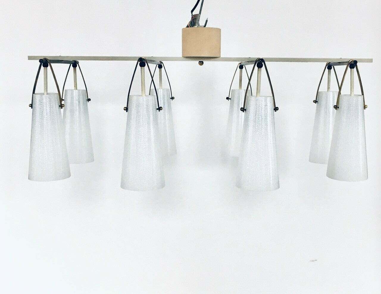 Mid Century Italiaans Design Glas & Messing Xl Hanglamp, Italië Ca. Jaren 1950 photo 3701.4