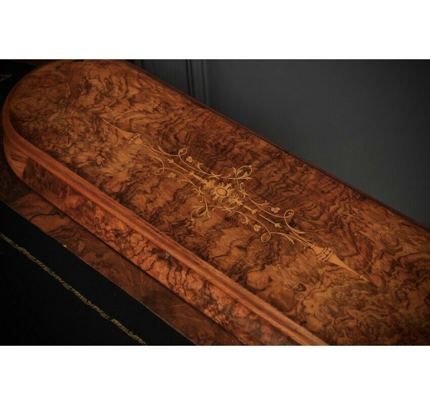 photo furniture Marquetry Inlaid Burr Walnut Kidney Shaped Writing Table