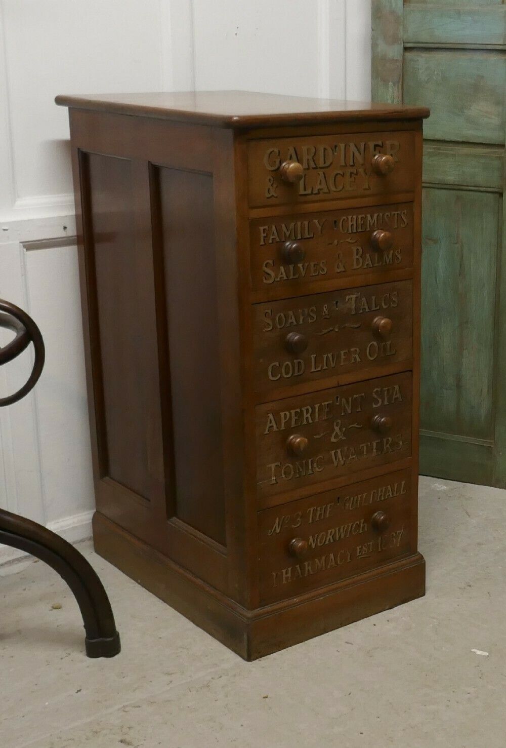 Victorian Mahogany 5 Drawer Pharmacy Chest Of Drawers