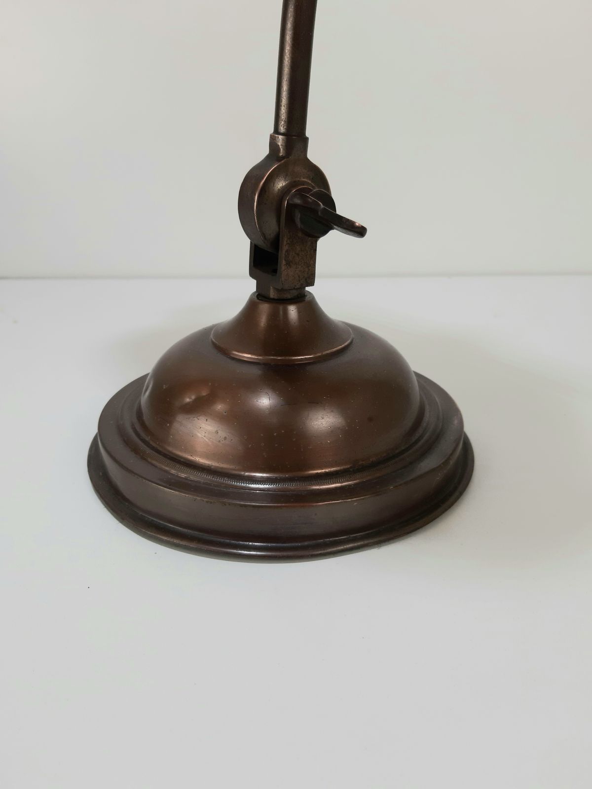 Early 20thc Copper Base / Arm Bankers Lamp (Not Wired) With Tin Metal Shade photo 295.0