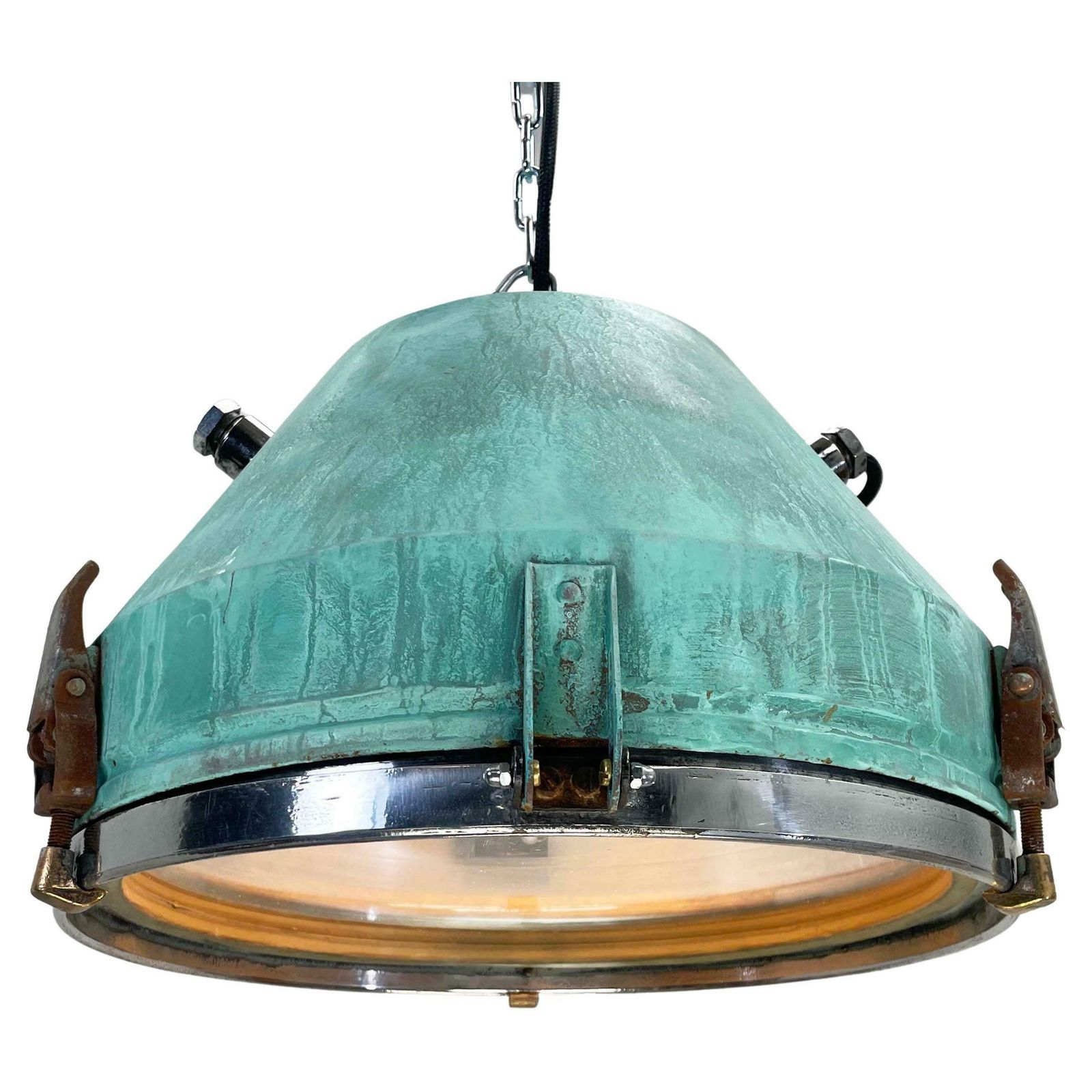 Verdigris Rust Industrial Ceiling Pendant Light By Veb C1970