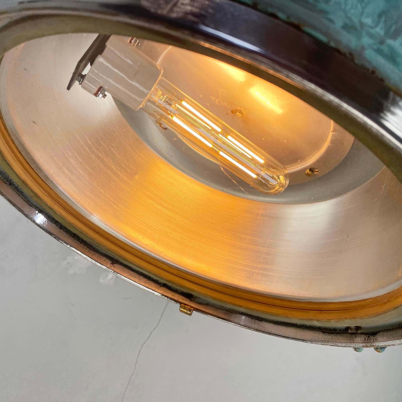 Lighting Verdigris Rust Industrial Ceiling Pendant Light By Veb C1970 photo