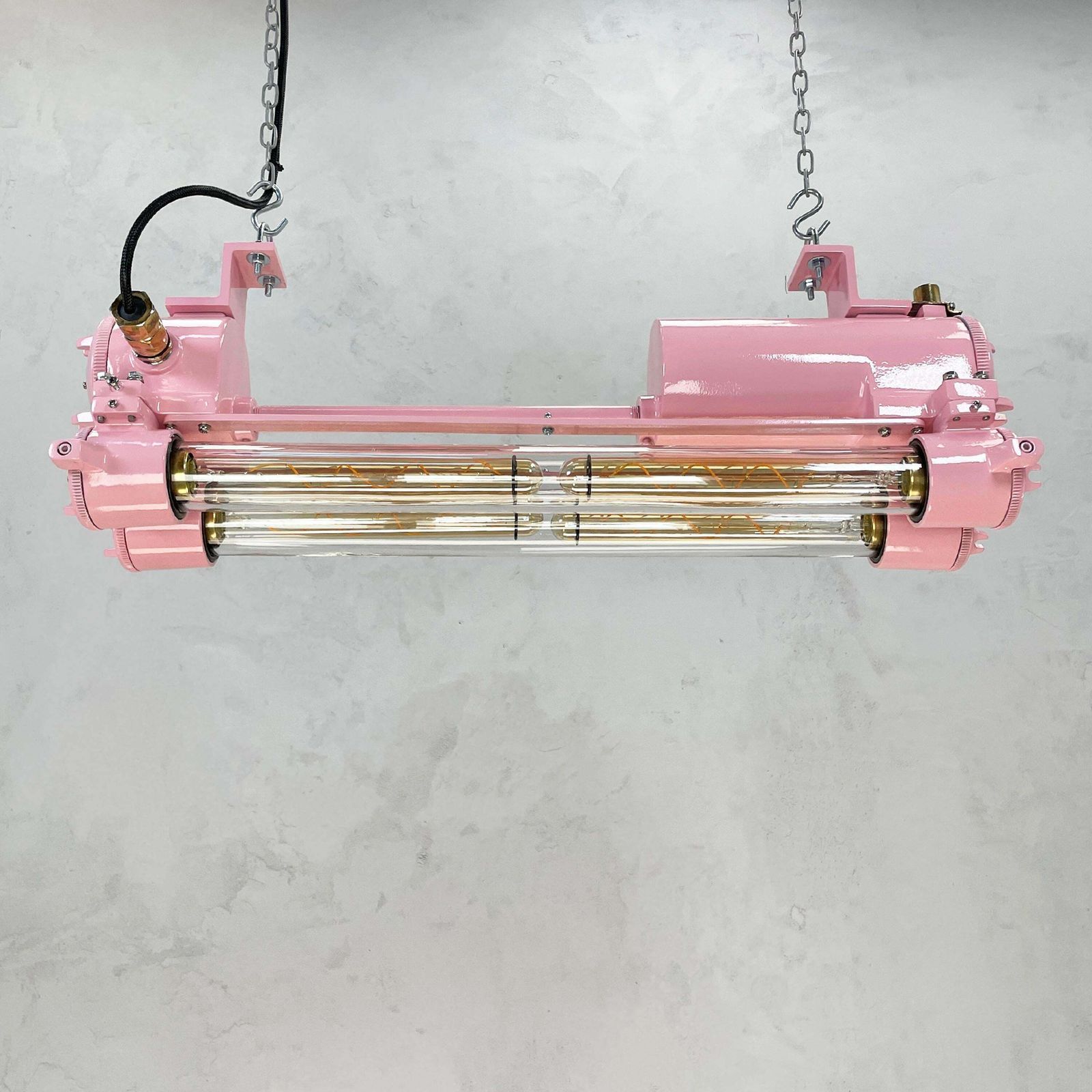 Vintage Aluminium Edison Led Flameproof Strip Light, Pink C1970 photo vinterior