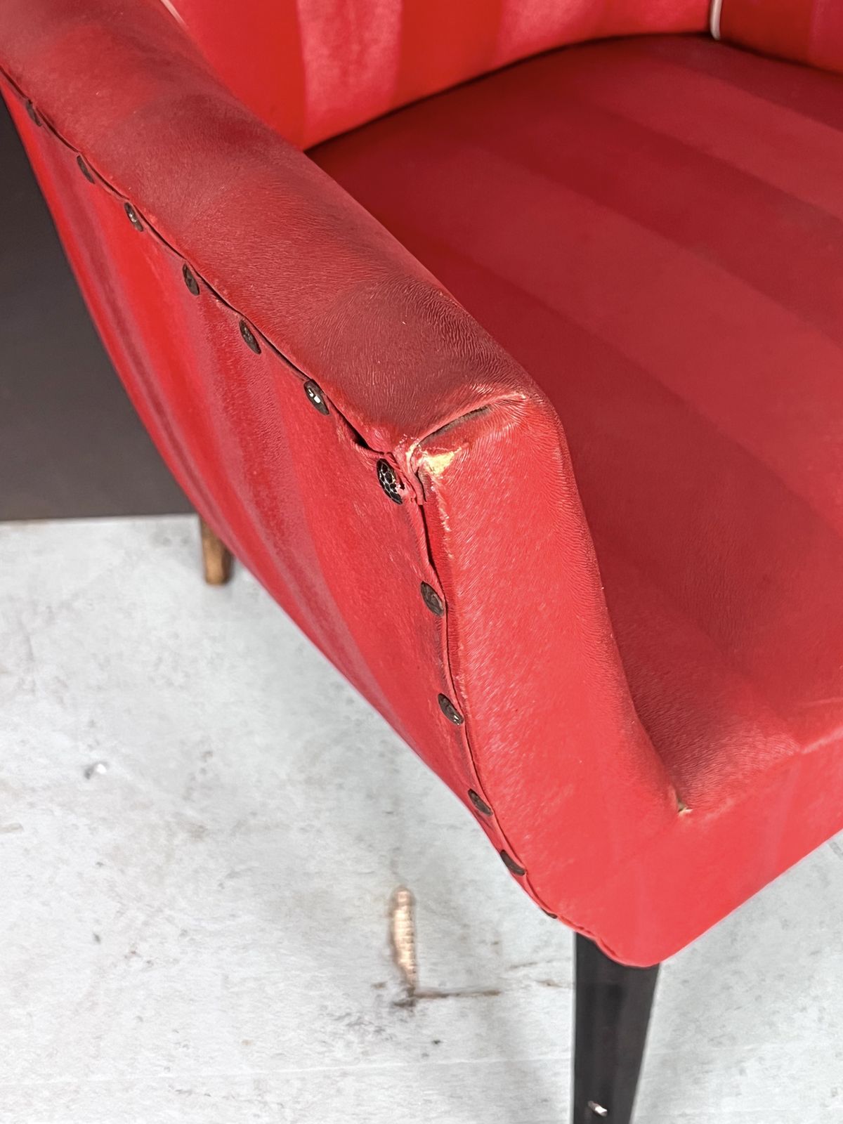 Mid Century Modern Pair Of Red Armchairs. Italy 1950s photo Furniture