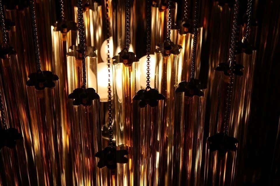 photo vintage Round Cascade Italian Chandelier Venini Design 1960 Midcentury Steel Silver