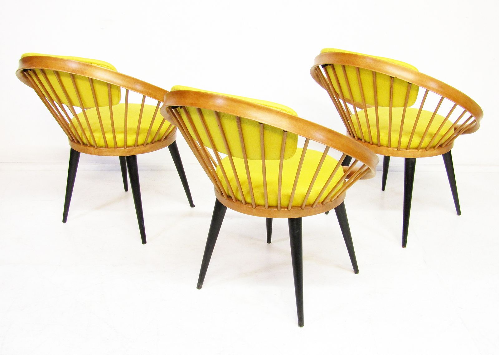 Three 1950s Swedish Circle Cocktail Side Chairs By Yngve Ekstrom   One Left photo for sale