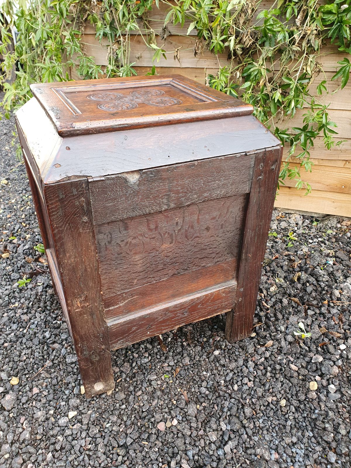 Unusual Oak Log Bin, Made From Pieces Of 17th Century Timber photo vintage
