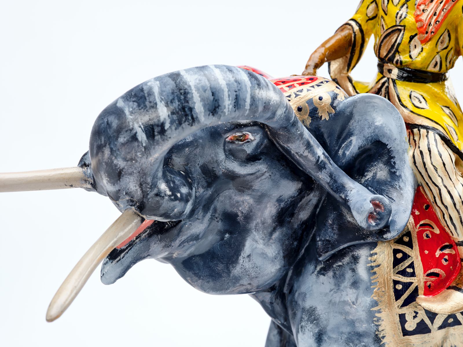 Fabulous Vintage Indian Hand Painted Earthenware 'Maharaja' Elephant Figurine, Circa 1960's photo 1595.0