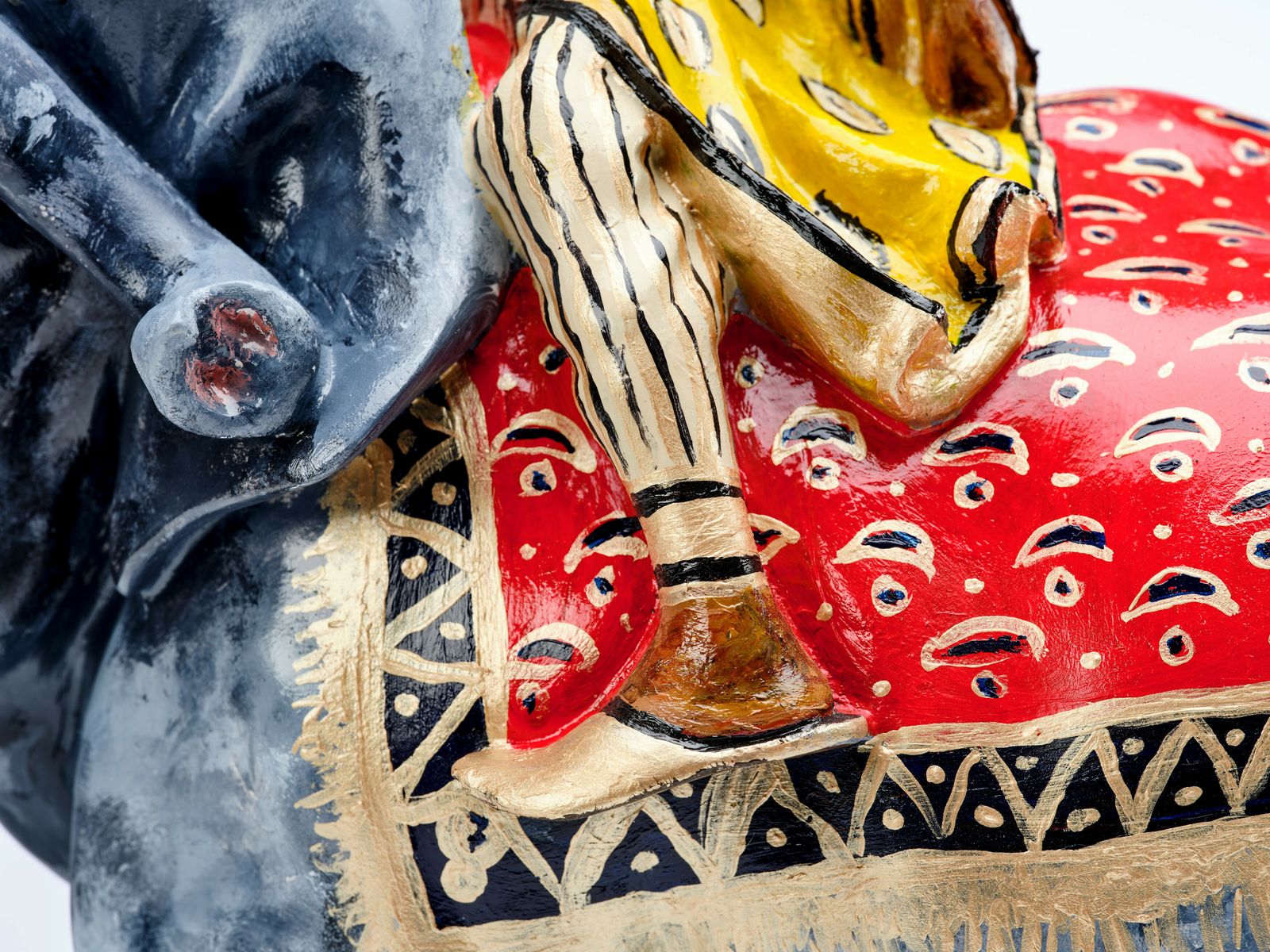 Fabulous Vintage Indian Hand Painted Earthenware 'Maharaja' Elephant Figurine, Circa 1960's photo vintage