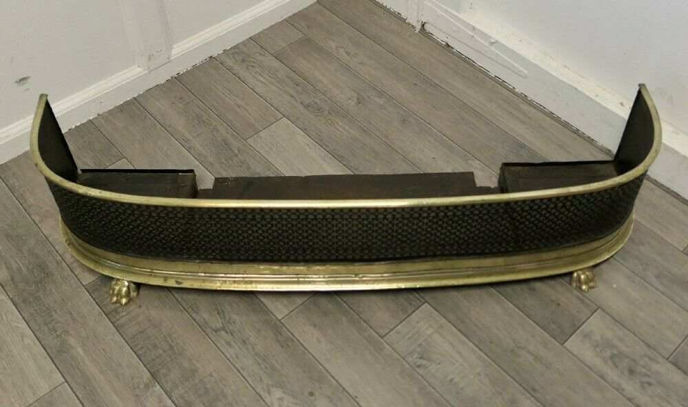 Victorian Brass And Iron Fireside Fender photo for sale