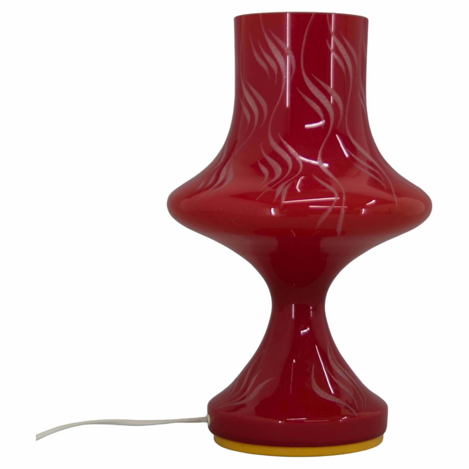 All Glass Red Table Lamp By Valasske Mezirici, 1970s