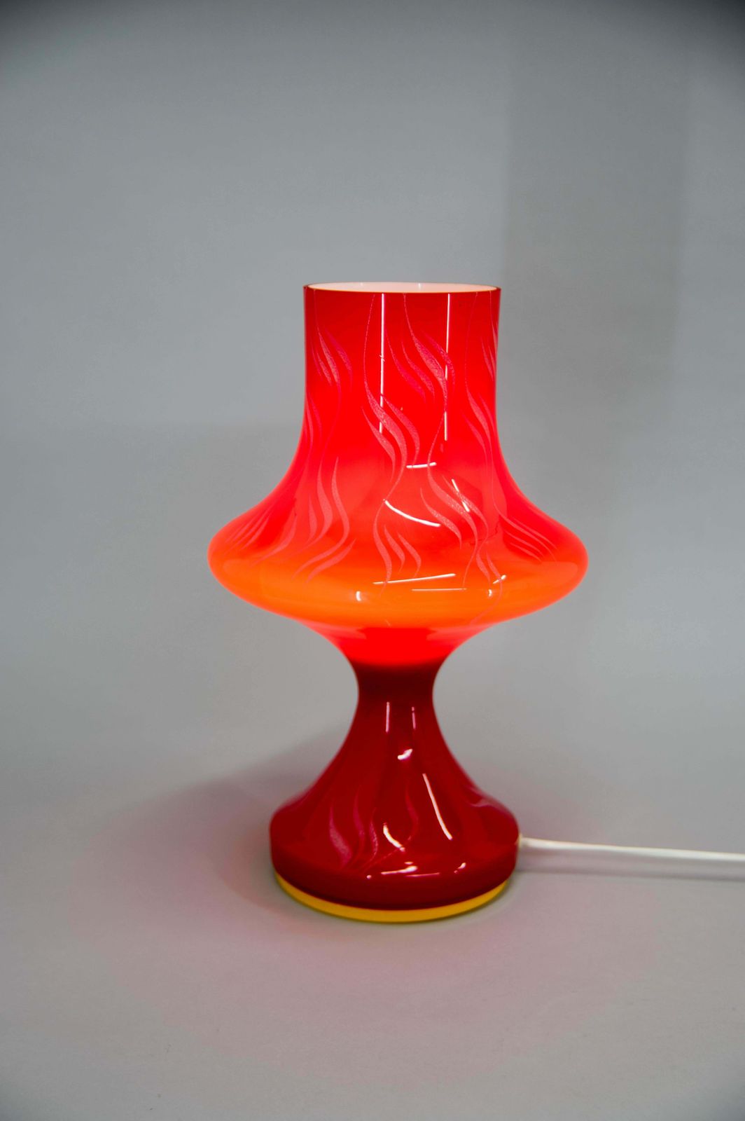 All Glass Red Table Lamp By Valasske Mezirici, 1970s photo for sale
