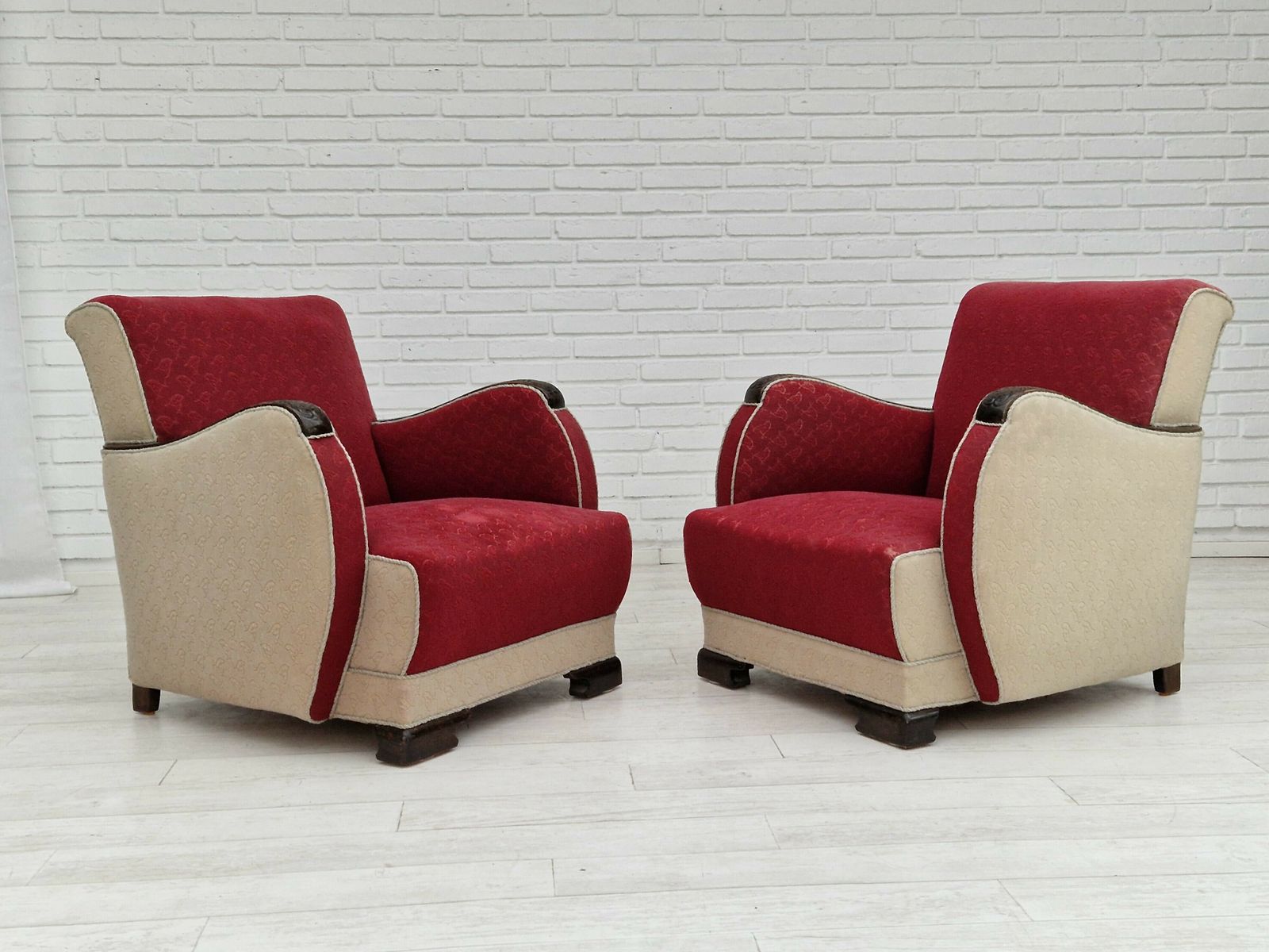 1950s, Scandinavian Art Deco Chairs, Original Condition.