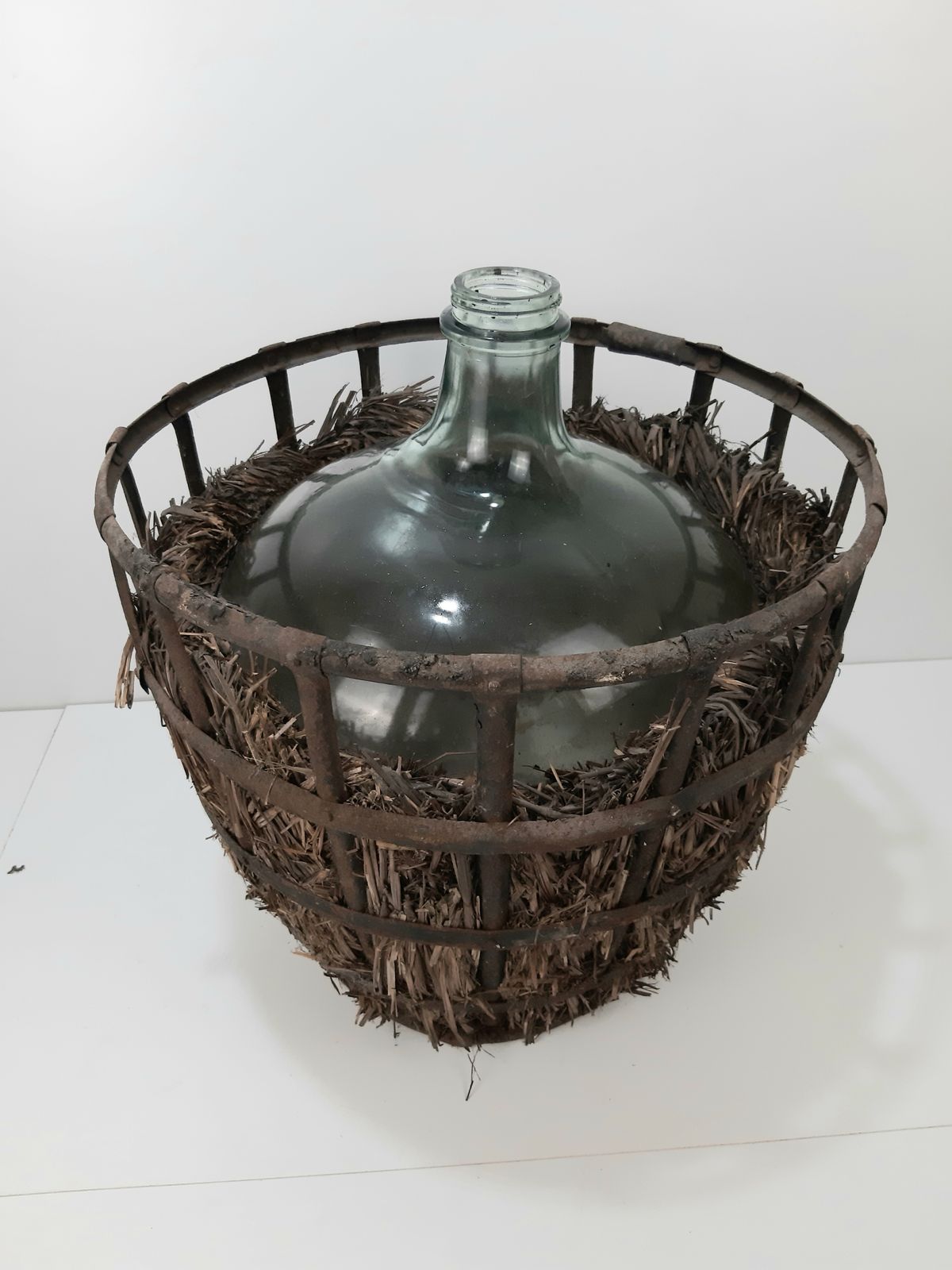 Large Victorian Demijon / Carboy In Original Carrier photo furniture