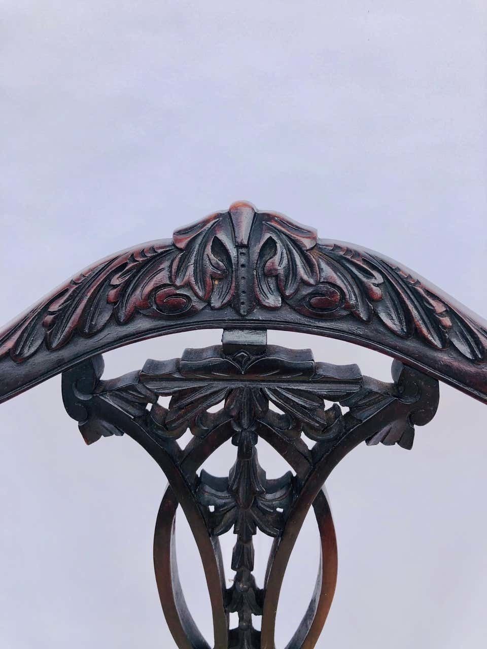 Quality Pair Of Antique Victorian Carved Ebonized Side/Desk Chairs photo vinterior