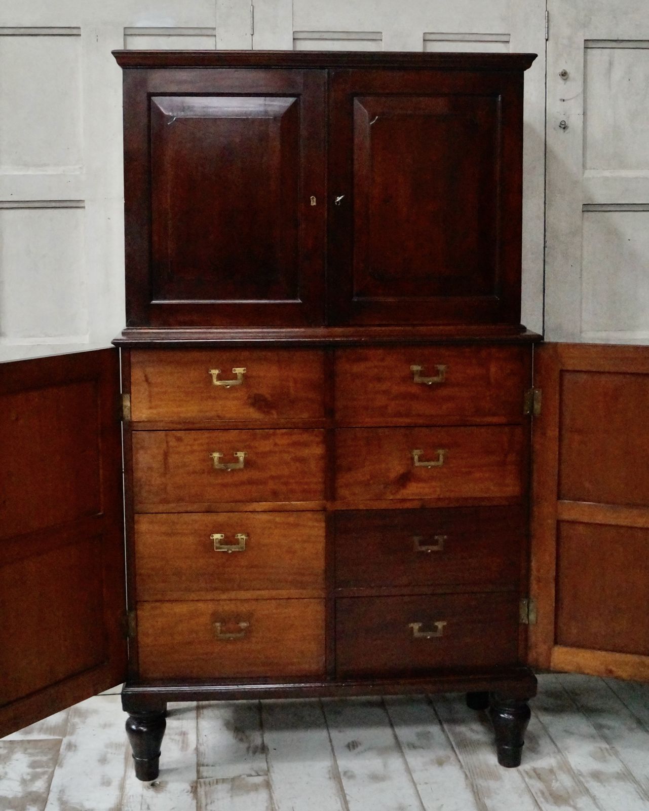 Early Teak Campaign Military Stationary Cupboard photo buy