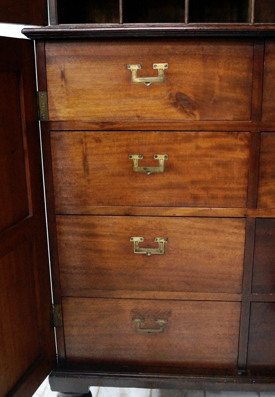 Early Teak Campaign Military Stationary Cupboard photo vintage