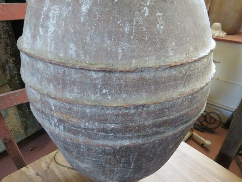 photo for sale Antique Terracotta Urn Lamp 19th Century / Large Country Rustic.