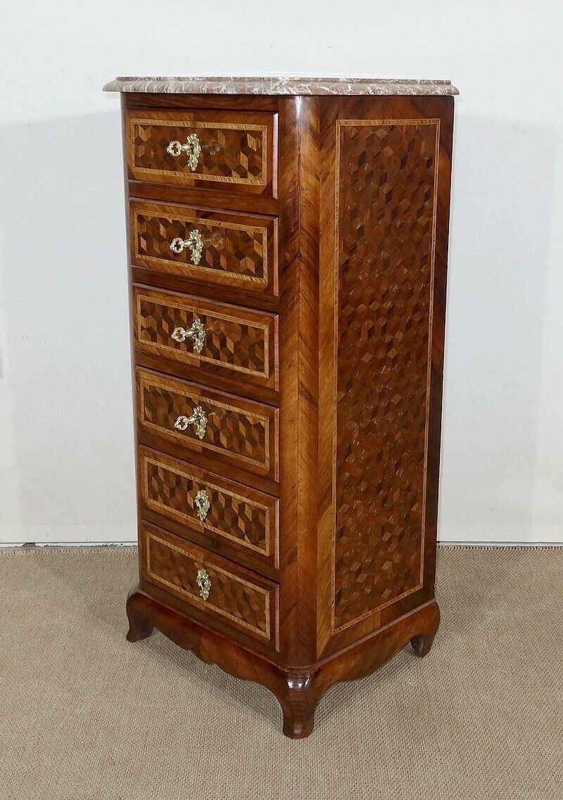 4068.5 Small Chest Of Drawers In Precious Wood Marquetry, Napoleon III Period – Mid 19th Century photo