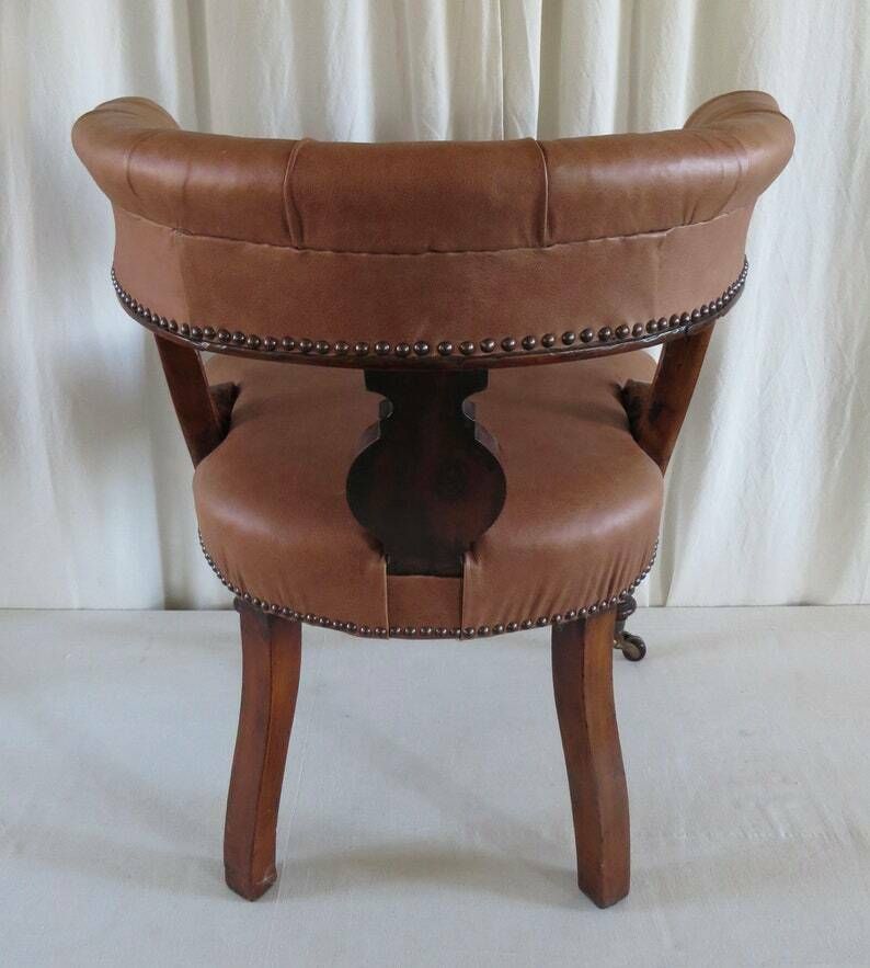 Antique Desk Chair. William IV Period C.1830 / Mahogany & Leather Library Chair. photo Furniture