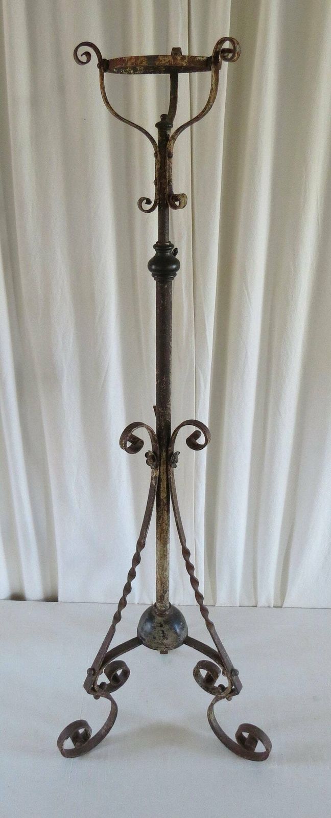 Antique Lamp Standard Early 19th Century / Oil Lamp Stand / Wrought Iron Lamp Stand.