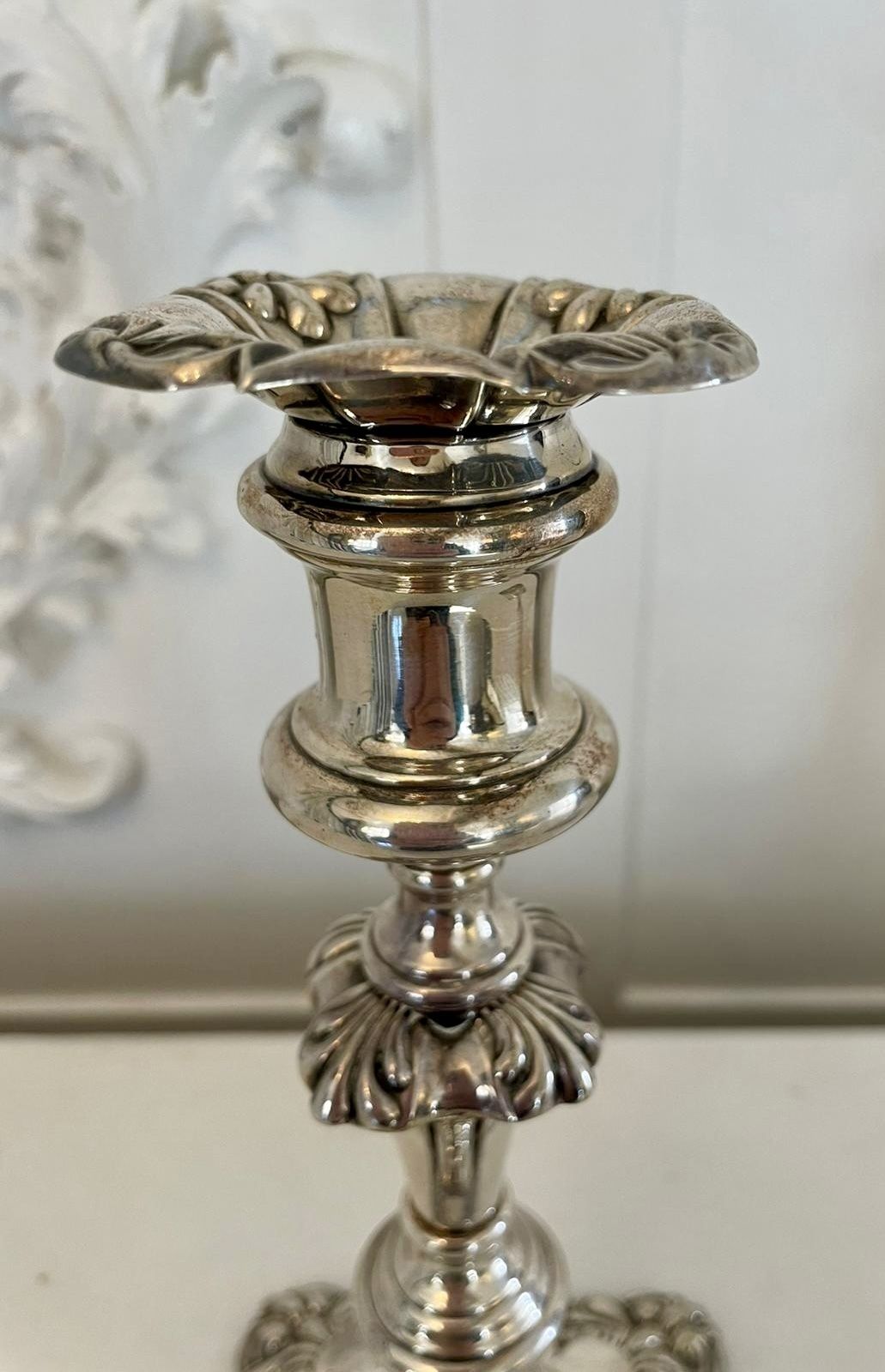 Unusual Pair Of Antique Quality Sheffield Plated Telescopic Candlesticks photo furniture