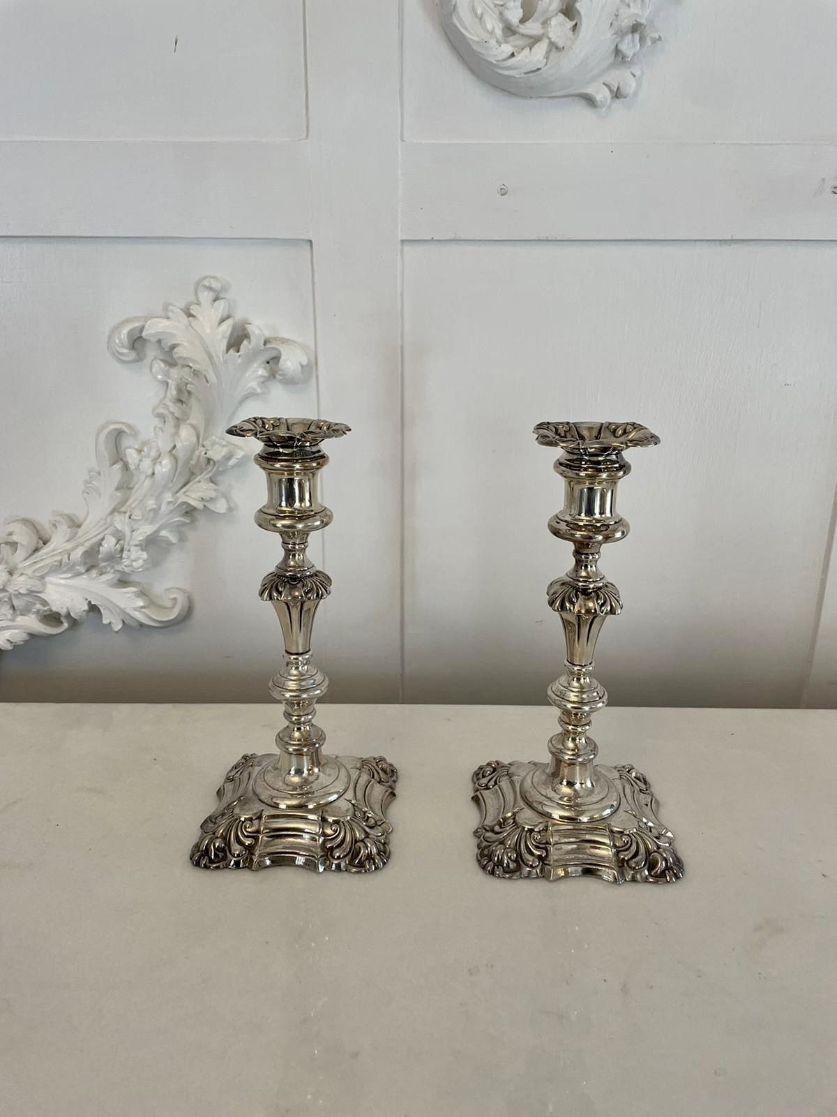 Unusual Pair Of Antique Quality Sheffield Plated Telescopic Candlesticks