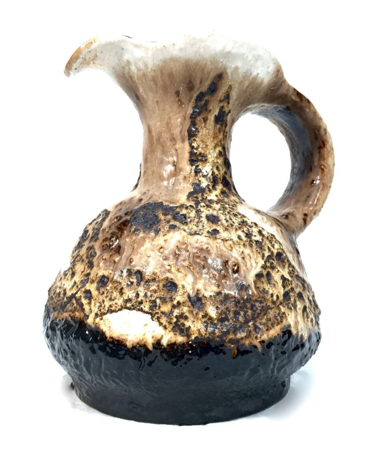 Vintage West German Pottery Lava Vase Large Jug Brown And Cream Retro 1970s photo furniture
