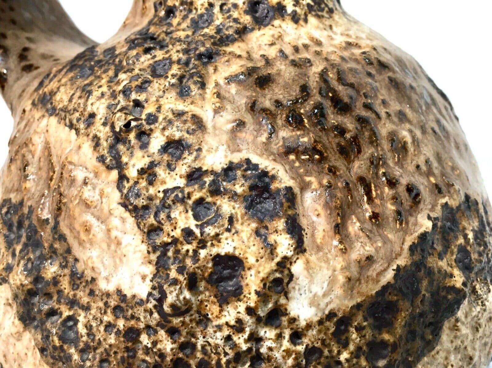 Vintage West German Pottery Lava Vase Large Jug Brown And Cream Retro 1970s photo vinterior