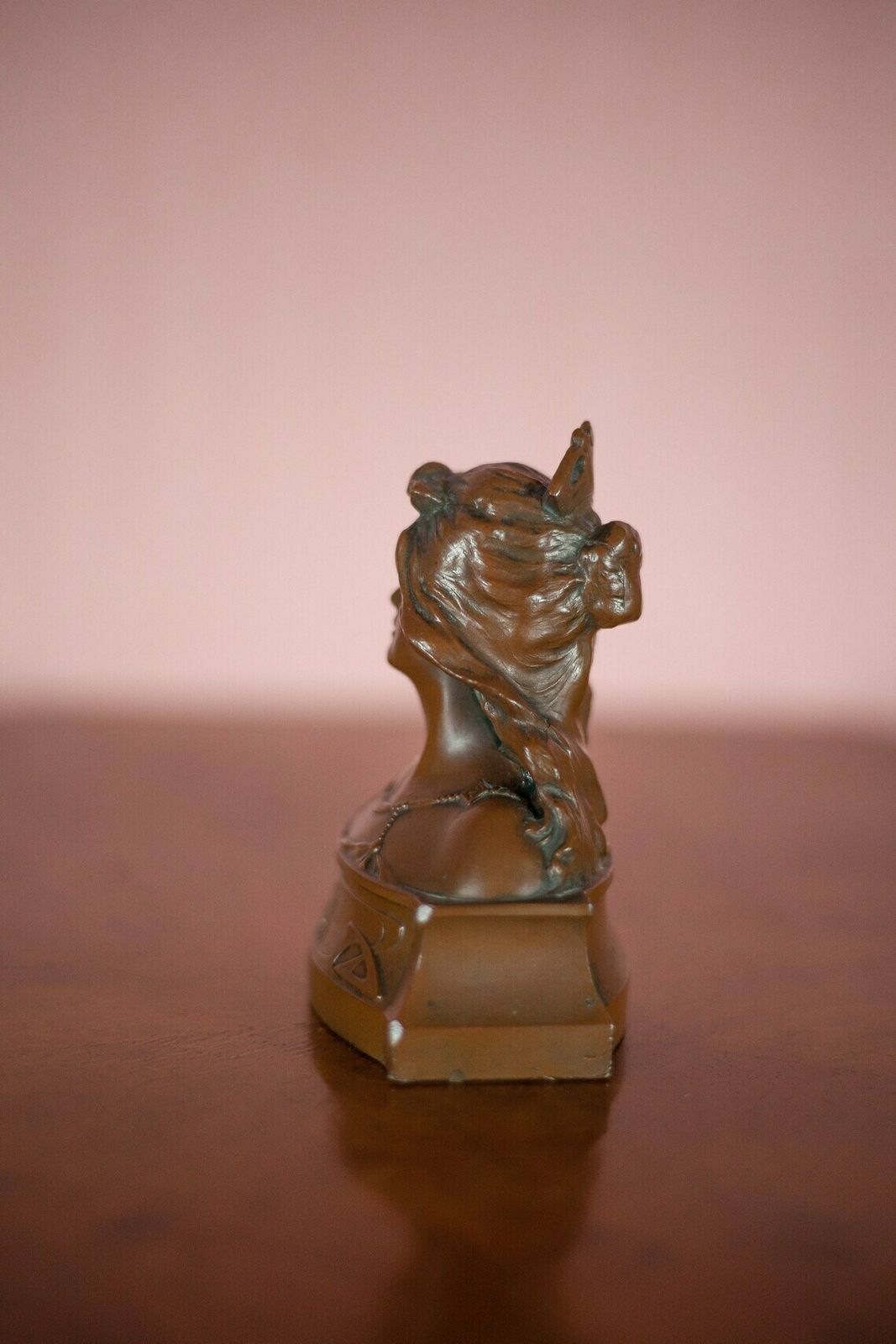 Bust Art Nouveau, Bust Signed Renard, Bust In Regulation Copper Patina, Art Nouveau Woman, Collection, Library, Interior Decoration photo Art