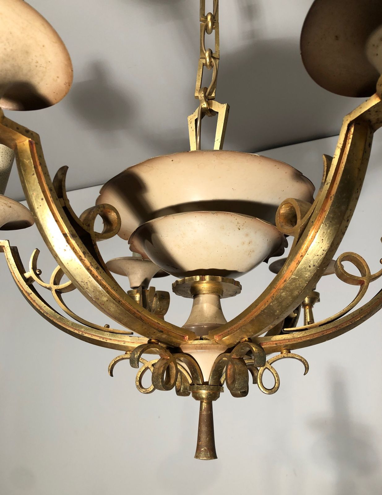 Chandelier In Lacquered Metal And Brass. Around 1940 photo 1450.0