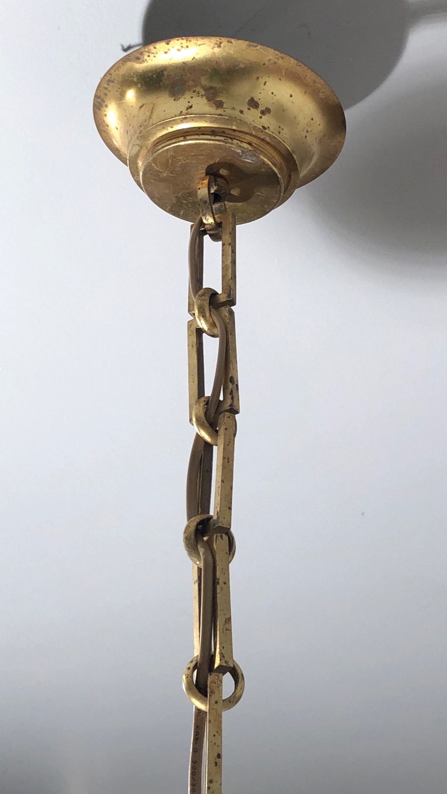 Chandelier In Lacquered Metal And Brass. Around 1940 photo vintage