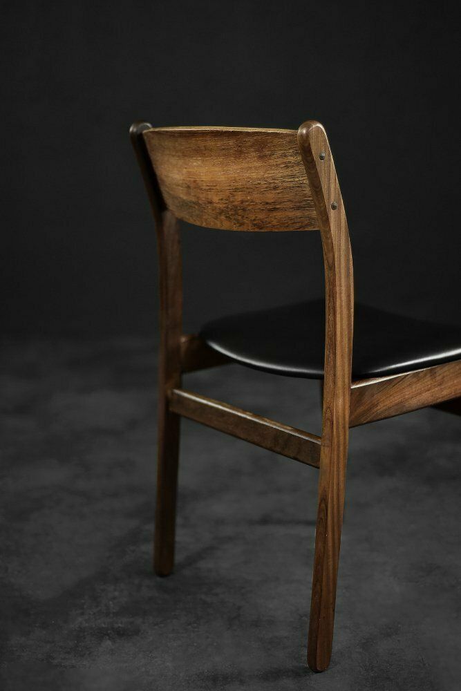 Mid Century Modern Scandinavische Eetkamerstoelen In Teak En Vinyl, Jaren 1960, Set Van 4 photo for sale