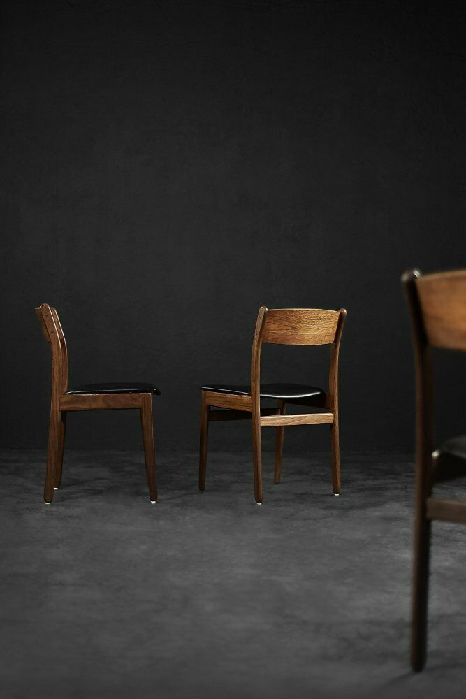 Mid Century Modern Scandinavian Dining Chairs In Teak And Vinyl, 1960s, Set Of 4 photo vinterior