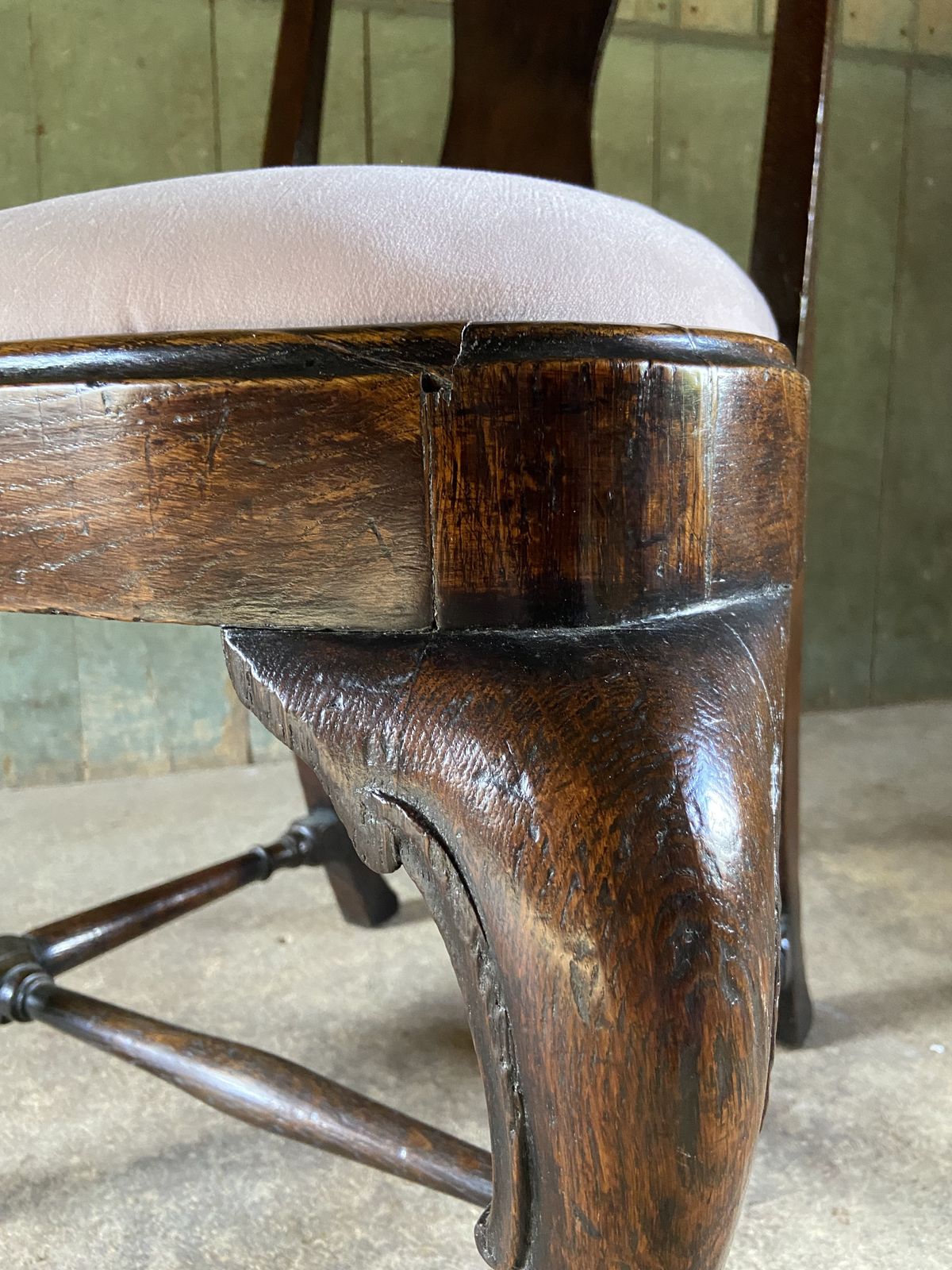 Provincial Oak Queen Anne Chair photo furniture
