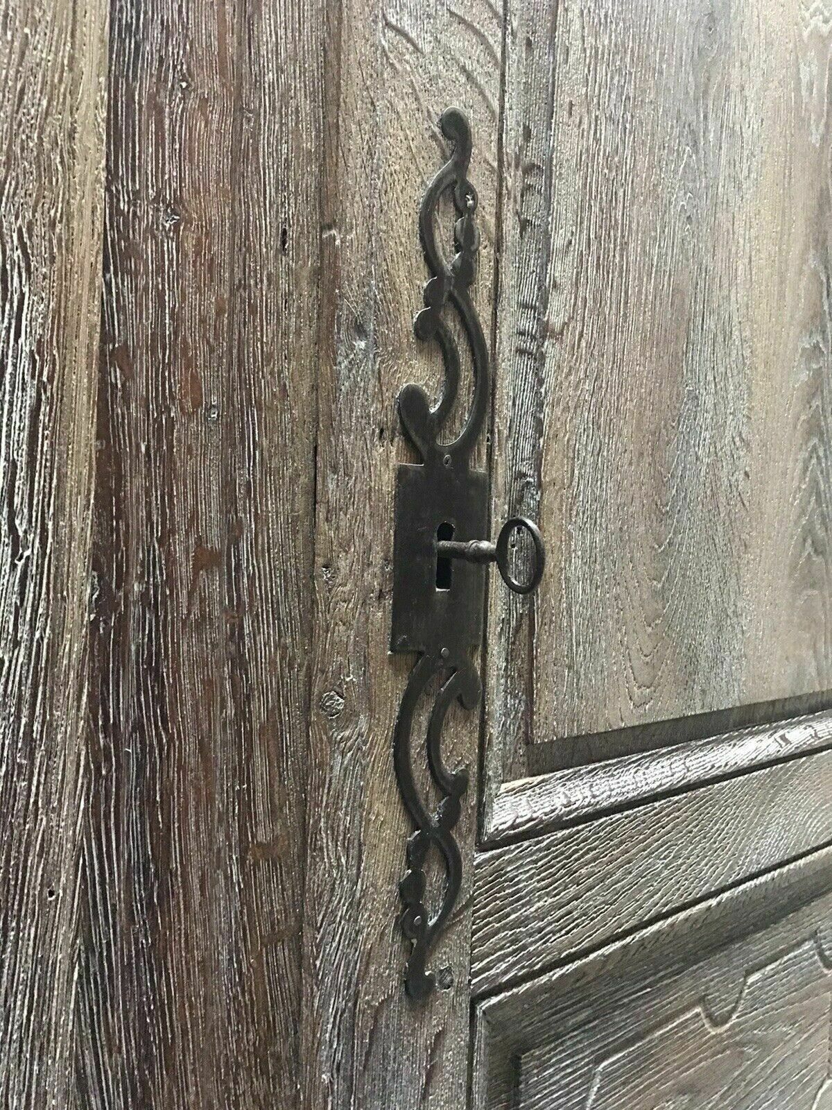 Large Antique French Limed Oak Dresser Buffet Cabinet Armoire Larder Cupboard photo vinterior
