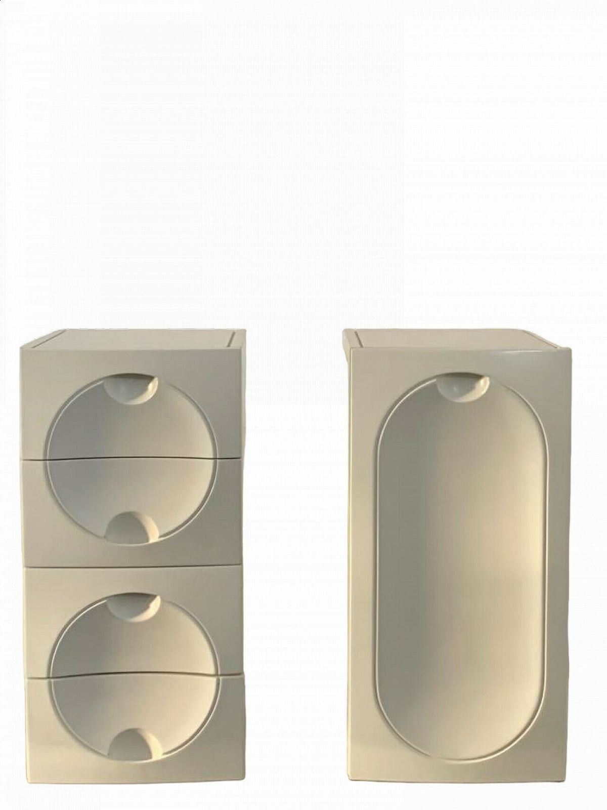Pair Of Lacquered Wooden Cabinets In Space Age Style, 1970s