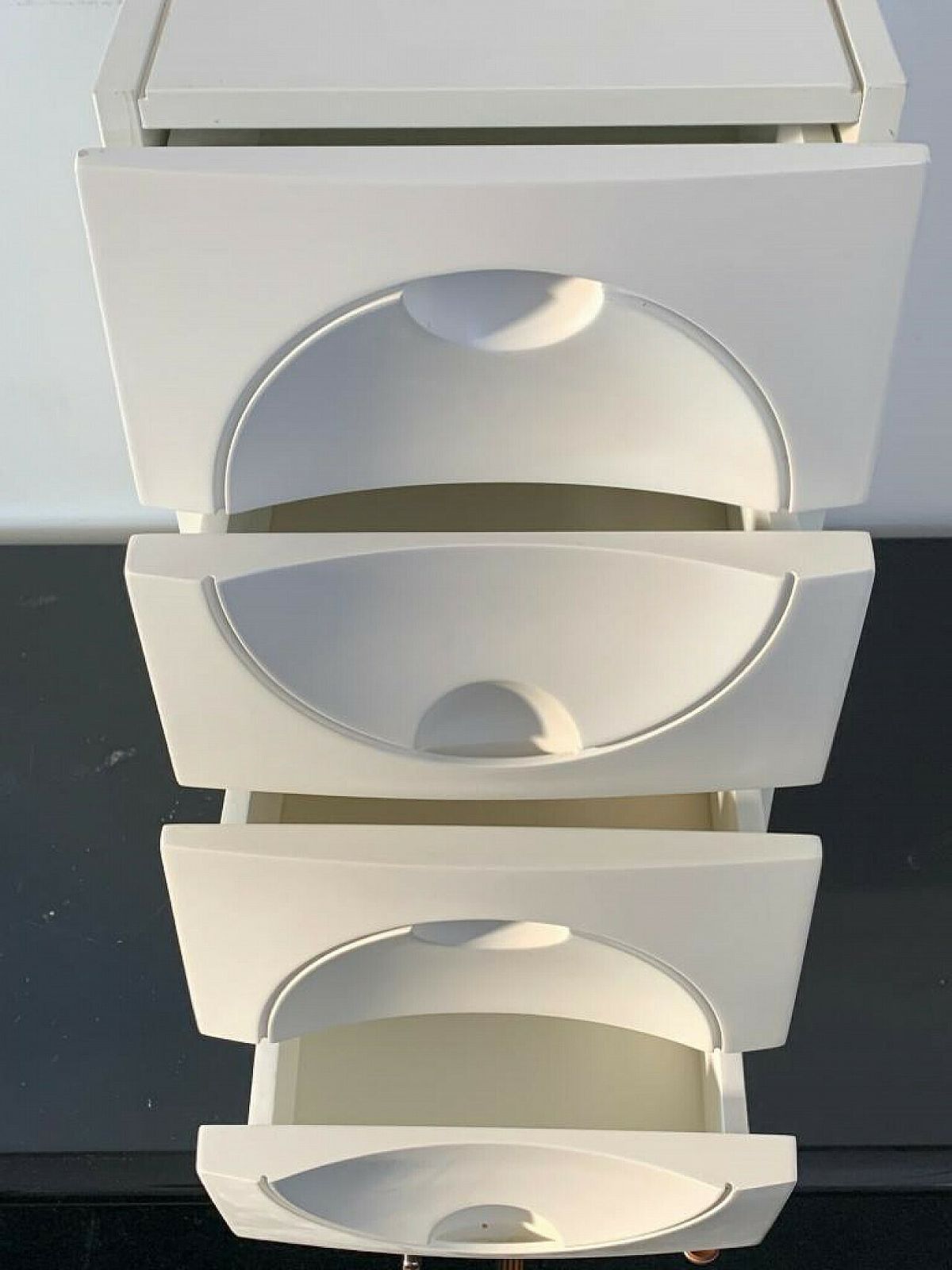 Pair Of Lacquered Wooden Cabinets In Space Age Style, 1970s photo buy