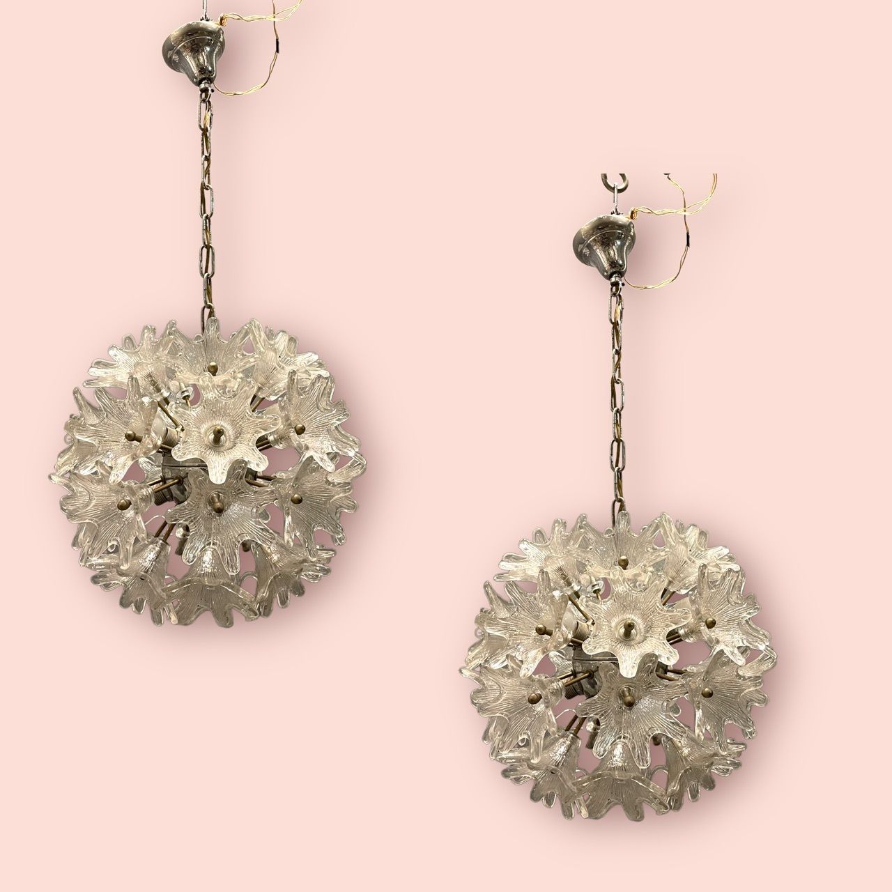Esprit Murano Glass Flower Chandeliers Set Of 2