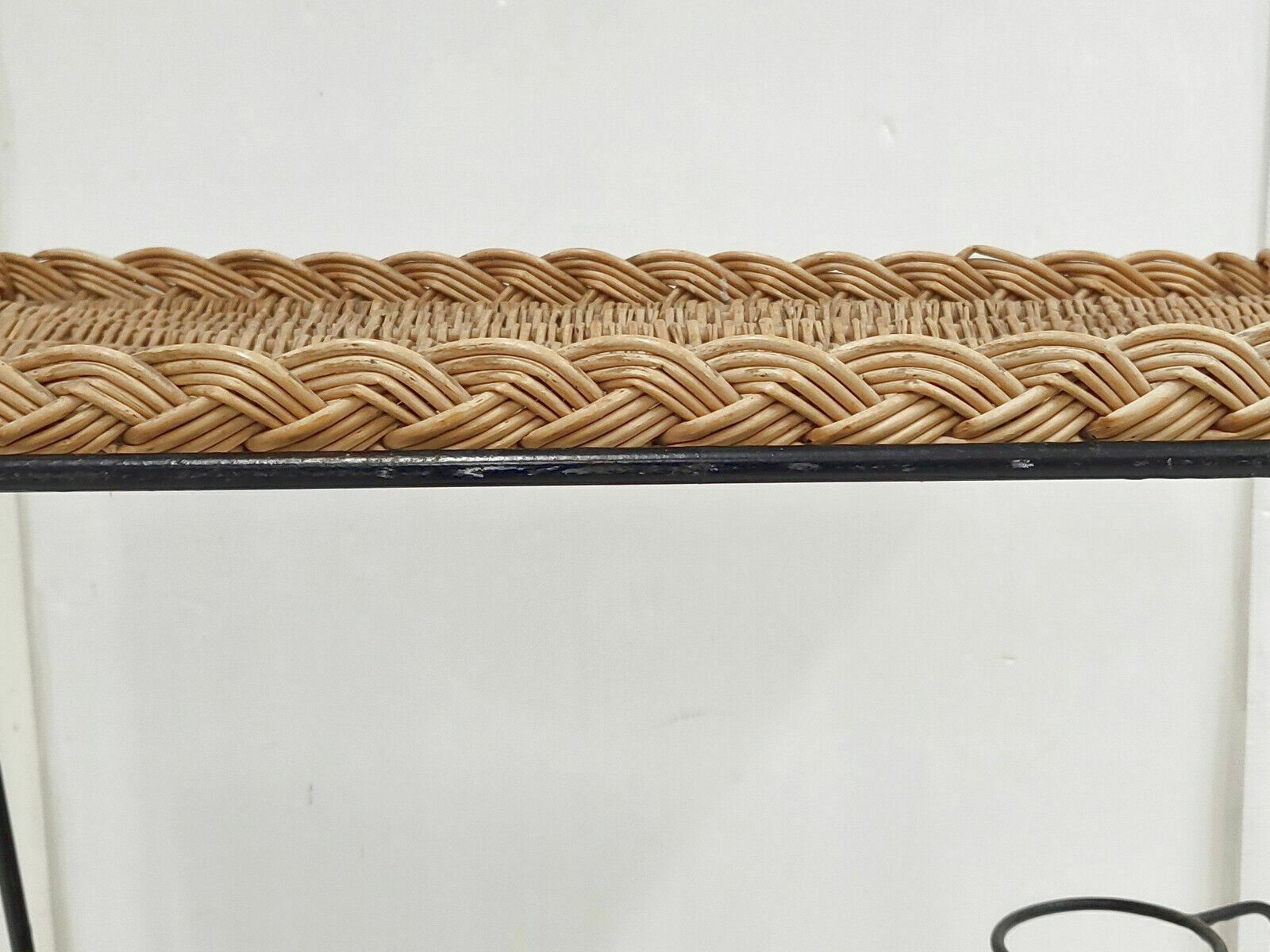 Rolling Bar Vintage 1960 In Rattan & Steel 60s 1960s 60s photo buy