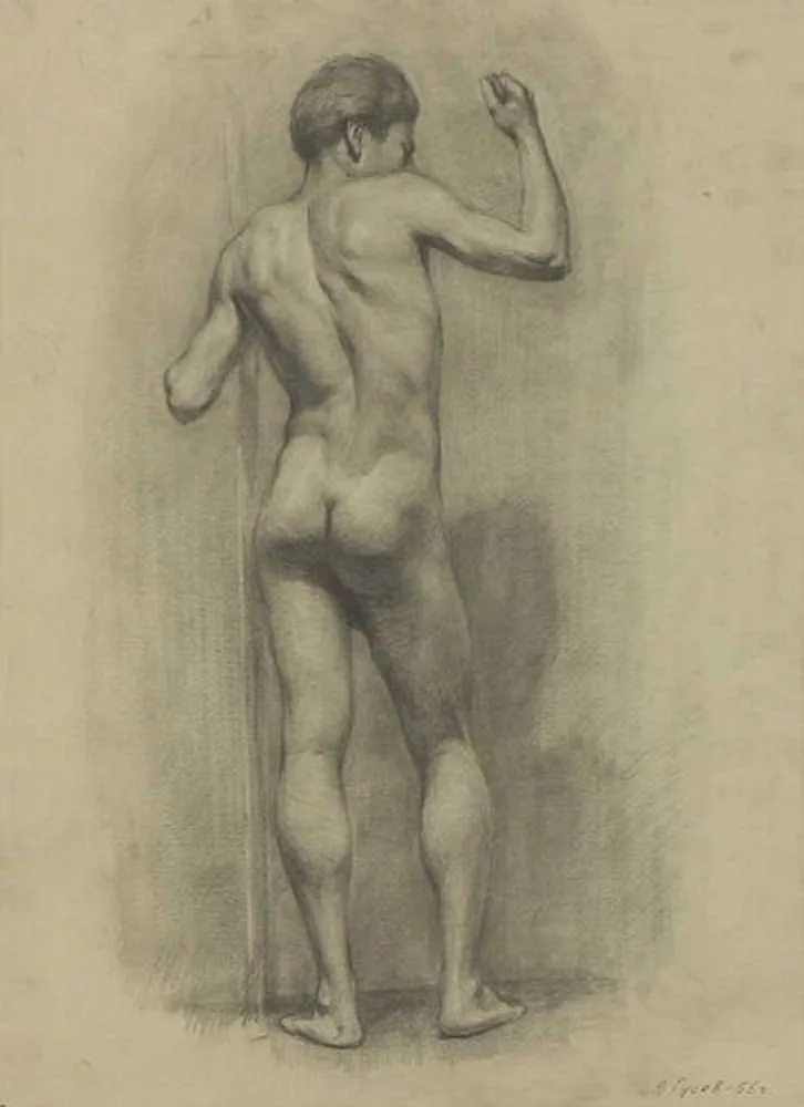 Yuri Gusev (Russian, 1928 2012)young Standing Male Nude,Signed And Dated photo furniture