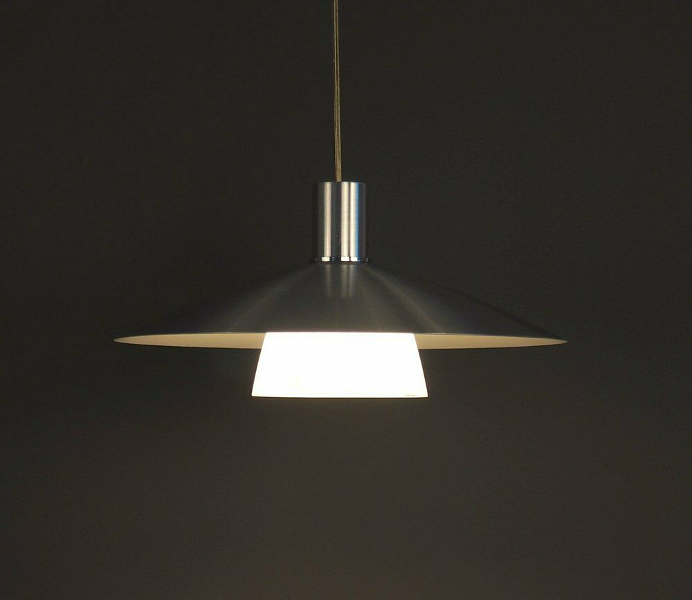 Danish Hanging Lamp In Metal With Milk Glass, 1980s photo vinterior